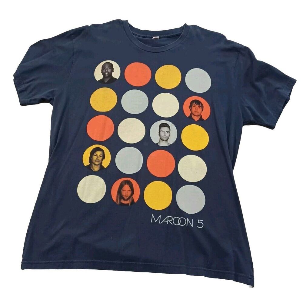 Maroon 5 Band North America Tour 2013 Concert Blue T-Shirt Size XL FLAW
